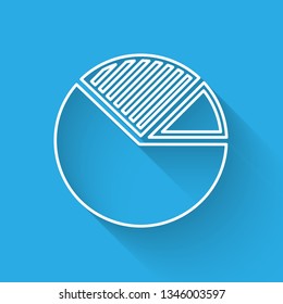 White Pie chart infographic icon isolated with long shadow. Diagram chart sign. Vector Illustration