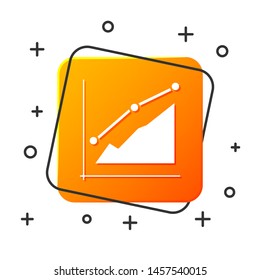 White Pie chart infographic icon isolated on white background. Diagram chart sign. Orange square button. Vector Illustration