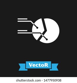 White Pie chart infographic icon isolated on black background. Diagram chart sign.   Vector Illustration