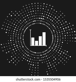 White Pie chart infographic icon isolated on grey background. Diagram chart sign. Abstract circle random dots. Vector Illustration