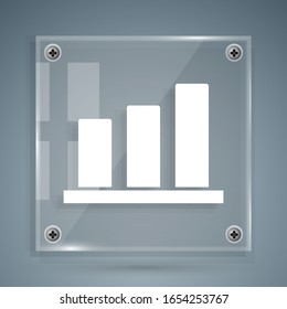 White Pie chart infographic icon isolated on grey background. Diagram chart sign. Square glass panels. Vector Illustration