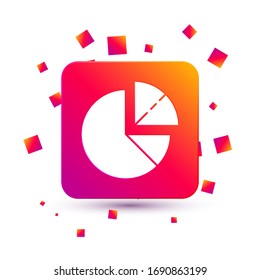 White Pie chart infographic icon isolated on white background. Diagram chart sign. Square color button. Vector Illustration