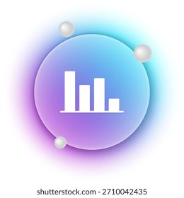 Icono de infografía de gráfico circular blanco aislado sobre fondo blanco. Signo de gráfico de diagrama. Fondo de círculo degradado azul y púrpura. Vector
