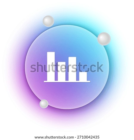 White Pie chart infographic icon isolated on white background. Diagram chart sign. Blue and purple gradient circle background. Vector