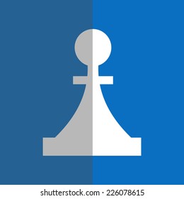 White piece in flat style on blue background