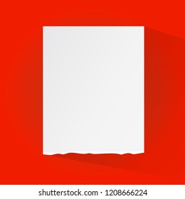 white piece of paper on a red background