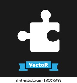 White Piece of puzzle icon isolated on black background. Modern flat, business, marketing, finance, internet concept.  Vector Illustration
