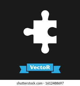 White Piece of puzzle icon isolated on black background. Modern flat, business, marketing, finance, internet concept.  Vector Illustration