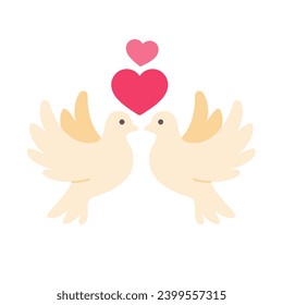 white pigeon couple For decorating wedding cards The concept of free and pure love.