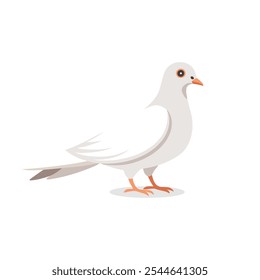 
pombo branco ou pomba em pé isolada ilustração vetor plana sobre fundo branco.