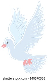 White pigeon flying