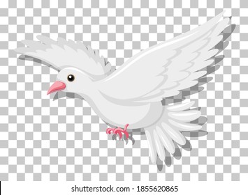 White pigeon flying isolated on transparent background illustration
