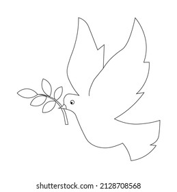 White pigeon flying peace symbol.  Vector black silhouette.