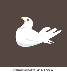 white pigeon  illustration in brown color background