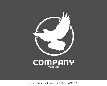 White pigeon logo in circle good for company, corporation, church, etc