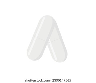White pill capsule isolated on white background