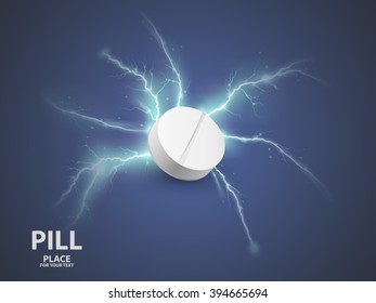 white pill. concept of a vaccine . vector illustration