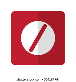 White Pill flat icon on red rounded square on white