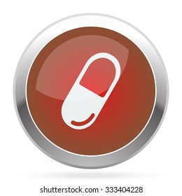 White Pill icon on red web app button