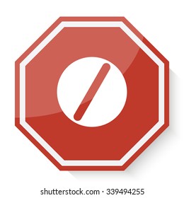 White Pill icon on red stop sign web app