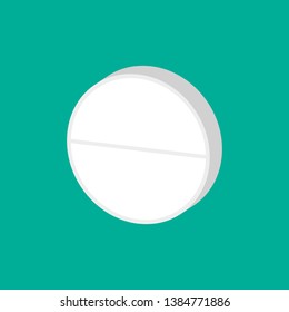 White pill icon. Vector illustration in flat isometric 3D style.
