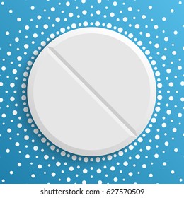 The white pill on a blue background. Vector Illustration.