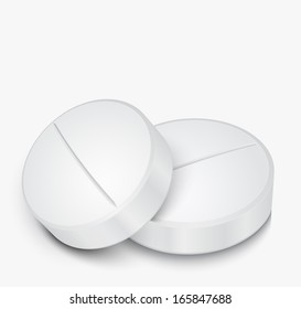 White Pill on gray background 