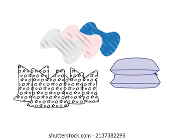 White pillow, cushion vector illustration on a blue background. Pillows Vector. Pillow vector illustration flat design. creative design. professional set  symbol. sofa Pillow VECTOR