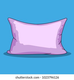 white pillow in a linear style. icon in a flat style isolated on a blue background