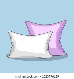 white pillow in a linear style. icon in a flat style isolated on a blue background