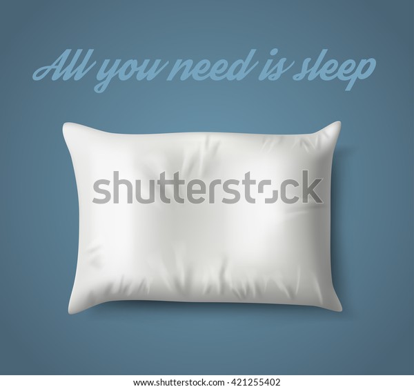 White Pillow On Blue Background Real Stock Vector (Royalty Free) 421255402