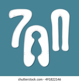 White Pillows on Blue Background. Comfortable cushion for the body.