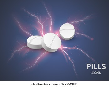 white pills. concept of a vaccine . vector illustration