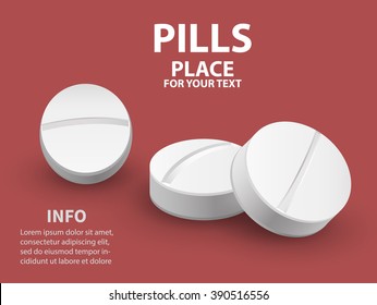 white pills. vector illustration