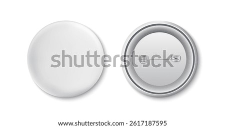 White pin button badge mockup. Ready and simple to use for your design. isolated on white background vector illustration