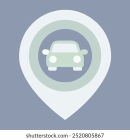 A white pin displaying an image of a car encircled on a blue background