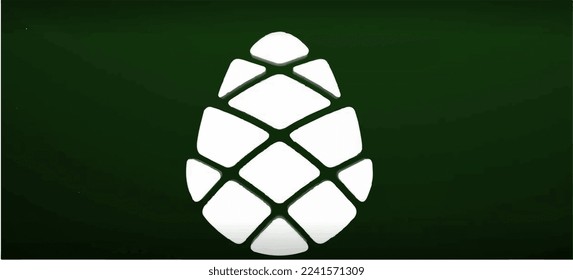 White pine cone on green background vector illustration