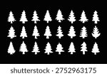 White Pine Tree Silhouettes Icons Set, Forest Nature Trees Collection Vector Illustration