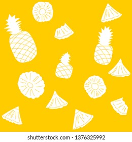 white pineapple on a yellow background