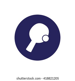 White ping pong icon vector. Blue circle. Blue button