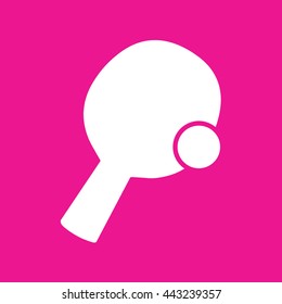 White ping pong icon vector. Pink background