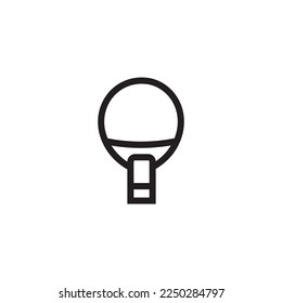 white ping pong or table tennis racket and ball icon or logo isolated on white background
