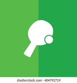 White ping pong vector icon. Green background