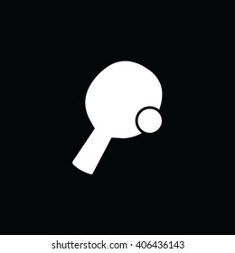 White ping pong vector icon. Black background