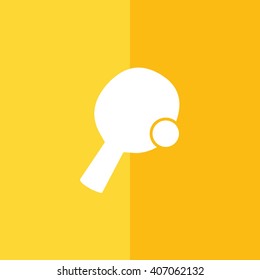 White ping pong vector icon. Yellow background