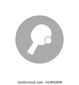 White ping pong vector icon. Gray circle. Gray button