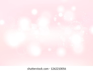 White pink abstract background, Bokeh seasonal holiday celebration, valentines day vector illustration