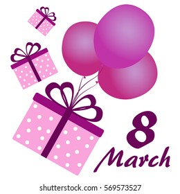 white pink abstract vector greeting card on 8 March, International Women's Day white pink abstract vector greeting card on 8 March, International Women's Day