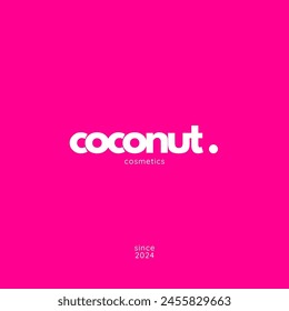 White And Pink Aesthetic Minimalist Modern Simple Typography Coconut Cosmetics Logo 2024.