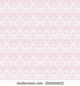 Fondo blanco y rosa. Patrón triangular. Ilustración geométrica simple de imagen. Patrón sin foco. Fondo vectorial del patrón de mosaico triangular. Patrón étnico.